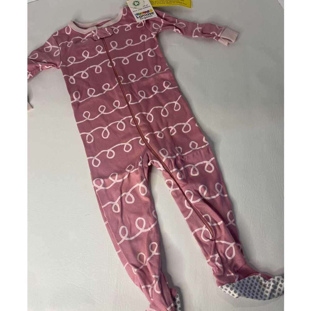 NEW LAMAZE Infant Girls Long Sleeve Organic Cotton pajamas 12M Pink